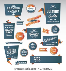 Vintage labels set - origami vintage labels set.Vector design elements