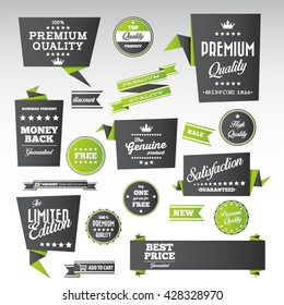 Vintage labels set - origami vintage labels set.Vector design elements