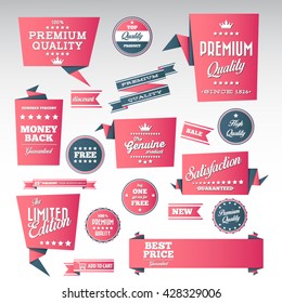Vintage labels set - origami vintage labels set.Vector design elements