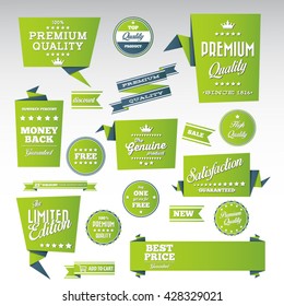 Vintage labels set - origami vintage labels set.Vector design elements