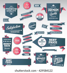 Vintage labels set - origami vintage labels set.Vector design elements