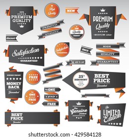 Vintage labels set - origami vintage labels set.Vector design elements