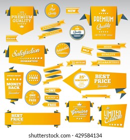 Vintage labels set - origami vintage labels set.Vector design elements