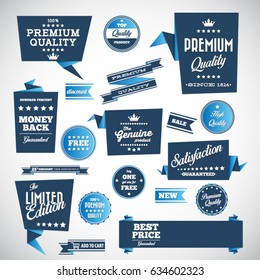 Vintage labels set - origami vintage labels set.Vector design elements