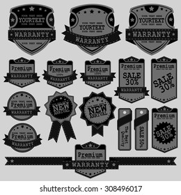 Vintage Labels set. Place your logo on shield. Copyspace. Shield with ribbon and crown. Coat of arms. Retro design. High quality.