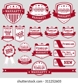 Vintage Labels set. Place your logo on shield. Copyspace. Shield with ribbon and crown. Coat of arms. Retro design. High quality.