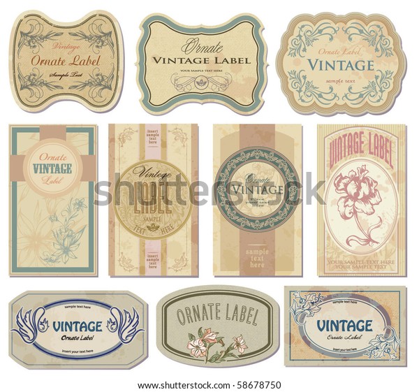 Vintage Etiketten Set Vektorgrafik Stock Vektorgrafik Lizenzfrei