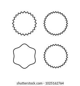 Vintage labels, stickers. Set of line, outline starburst, sunburst badges. Black on white color. Simple flat style Design elements. A collection of different types icon.