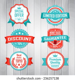 Vintage Labels template set. Retro badges for your design. Vector illustration.