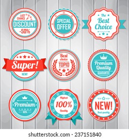 Vintage Labels template set. Retro badges for your design. Vector illustration.