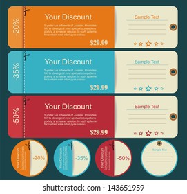 Vintage Labels template set. Sale, discount theme. Retro logo template design.