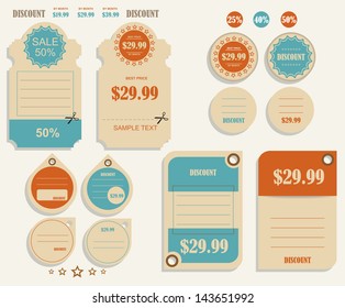 Vintage Labels template set. Sale, discount theme. Retro logo template design.
