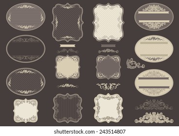Vintage labels. Vector set  of retro  labels and vintage  border for  design. 