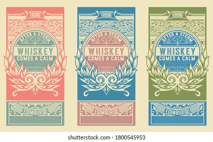 Vintage labels for whiskey or other products.