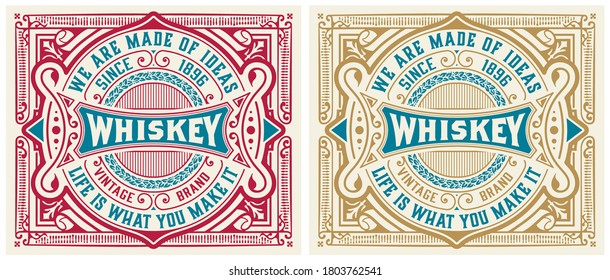 Vintage labels for whiskey or other products.