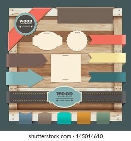 Vintage labels with wood texture - Premium Labels with calligraphic and typographic elements, frames, vintage labels, Vector illustration template design