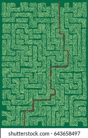 Vintage labyrinth maze made up of ornamental lines