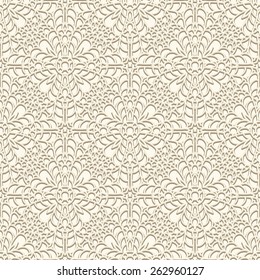 Vintage Lace Background, Crochet Ornament, Vector Seamless Pattern In Light Color