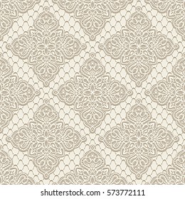 Vintage lace background, seamless vector pattern in light colors