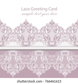 Vintage lace background Vector with handmade ornaments pink