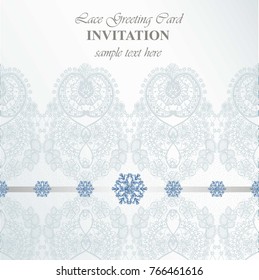 Vintage lace background Vector with handmade ornaments blue