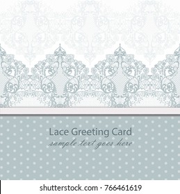 Vintage lace background Vector with handmade ornaments blue