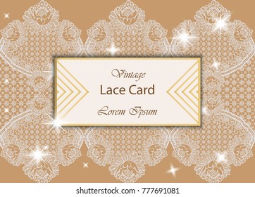 Vintage Lace card Vector. Delicate handmade ornament retro styles