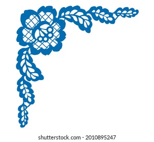 Vintage lace corner element. Vector illustration.