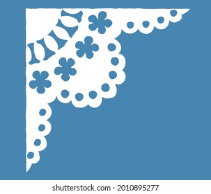 Vintage lace corner element. Vector illustration.