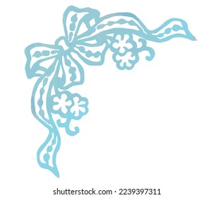 Vintage lace corner. Watercolor. Vector illustration.