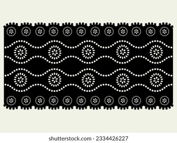 vintage lace cotton eyelet trim design vector. floral embroidery decorative scallop border. laser cut detail ornament for fabric border. paper cut out technical template.