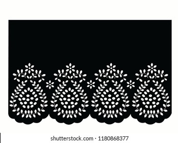 vintage lace cotton vector Decorative ornament for border of fabric 
 Stylized texture of embroidery, imitation satin stitch. Vector pattern for printing on fabric, clothes, hem of dress, collar