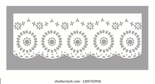 vintage lace cotton vector Decorative ornament for border of fabric 
 Stylized texture of embroidery, imitation satin stitch. Vector pattern for printing on fabric, clothes, hem of dress, cuff, collar