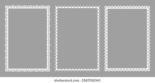 Vintage Lace Cut A4 Frames. Vector Illustration for invitation card, flyer, poster, page border etc