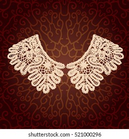 Vintage lace detachable collar-necklace. Embroidery, crochet, handmade. Decor for wedding dress.