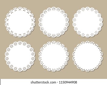 Vintage Lace Doilies Set, Place Mat, Paper Cutout, Vector Design