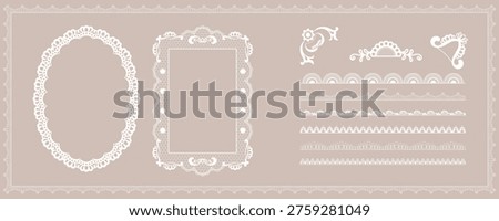 Vintage Lace Frame and Divider Set with Crochet Doily Border for Wedding Invitation