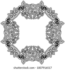 Vintage lace frame with flowers