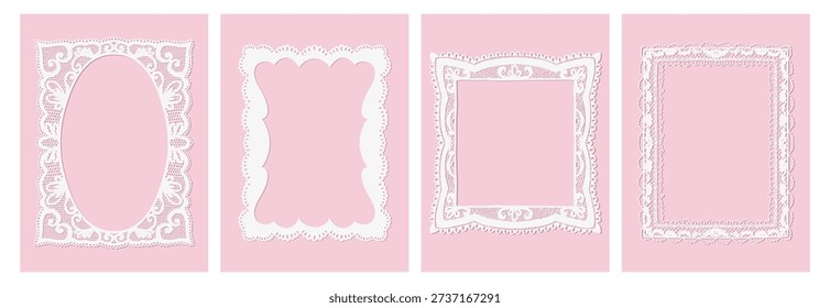 Vintage Lace Frames Set. Decorative Doily Borders Collection for Wedding Invitations, Greeting Cards and Feminine Branding