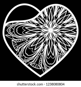 Vintage Lace Heart With Flower. Luxury Design For Invitations, Cards. Vector Illustration