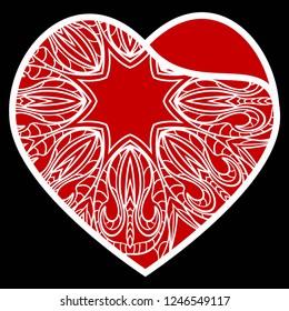 Vintage Lace Heart With Flower. Luxury Design For Invitations, Cards. Vector Illustration