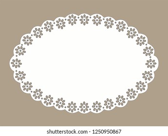 Vintage Lace Place Mat, Paper Cutout, Vector Design - Vektör
Oval Ellipse Paper Doily white  decorative paper cut out design 
