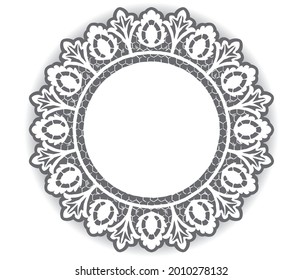 Vintage lace round frame. Vector illustration.