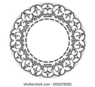 Vintage lace round frame. Vector illustration.
