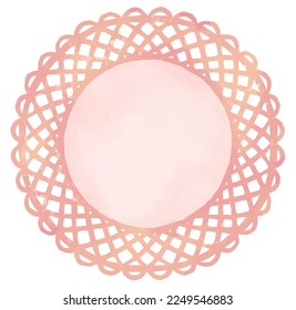 Vintage lace round frame. Watercolor. Vector illustration.