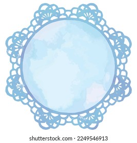 Vintage lace round frame. Watercolor. Vector illustration.