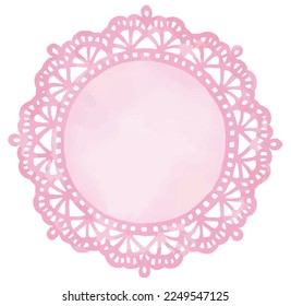 Vintage lace round frame. Watercolor. Vector illustration.