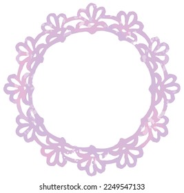 Vintage lace round frame. Watercolor. Vector illustration.