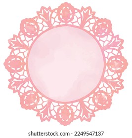 Vintage lace round frame. Watercolor. Vector illustration.