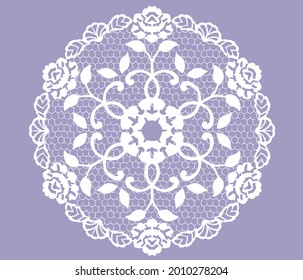 Vintage lace round ornament. Vector illustration.